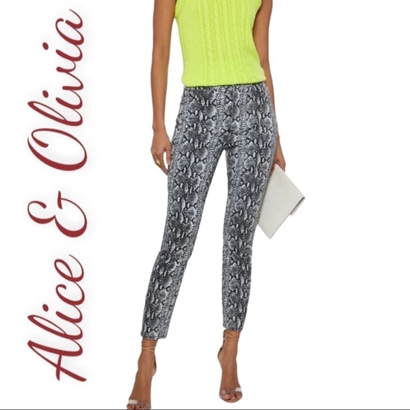 ALICE + OLIVIA Snakeprint Skinny Stretchy High Rise Ankle Jeans, Size 29 - Picture 3 of 9